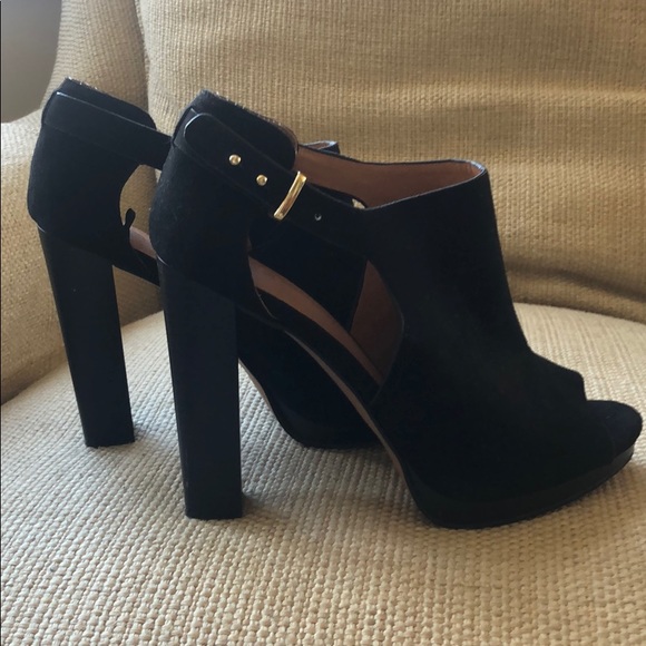 H&M Peep Toe Heels Black Suede 8 - Picture 4 of 7